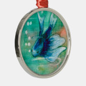 Bettaの青くインクのような魚 メタルオーナメント (右)
