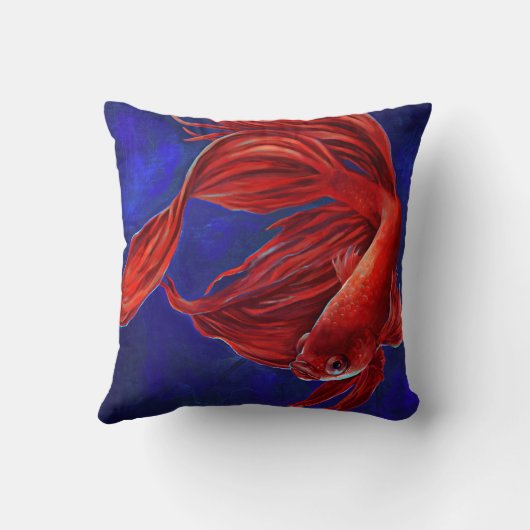 Bettaの魚の絵画の枕 クッション (裏面)