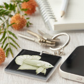 Betta大きく白いSplendensの魚Keychain キーホルダー (正面右)