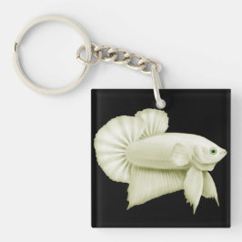 Betta大きく白いSplendensの魚Keychain キーホルダー