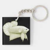 Betta大きく白いSplendensの魚Keychain キーホルダー (裏面)