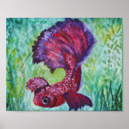 Betta魚の水色の同時代の芸術 ポスター