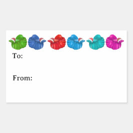 Betta Fish Santas Sticker 長方形シール