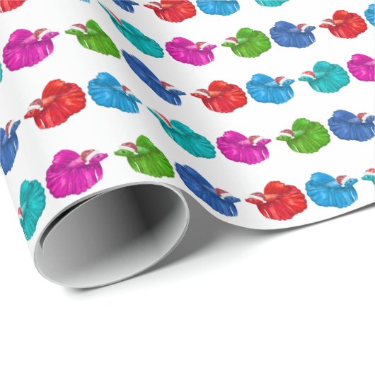 Betta Fish Santas Wrapping Paper ラッピングペーパー (ロールコーナー)