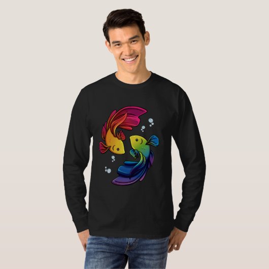 Betta Fish Shirt Rainbow Betta Siamese Fighting Fi Tシャツ (正面フル)