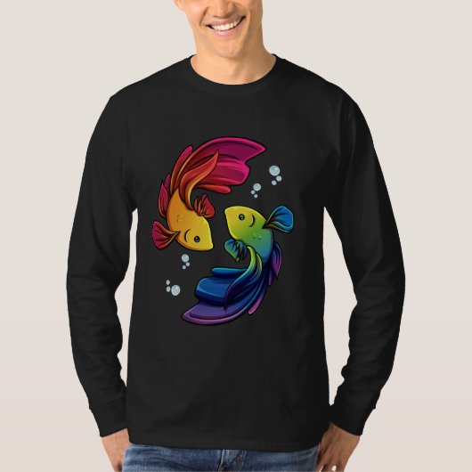 Betta Fish Shirt Rainbow Betta Siamese Fighting Fi Tシャツ (正面)