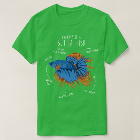 Betta Fish Siamese Fighting Fish Anatomy 1 Tシャツ (デザイン正面)