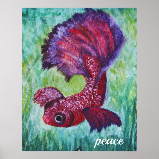 Betta fish watercolor contemporany art ポスター (正面)