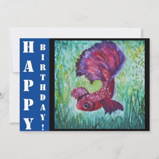 Betta fish watercolor contemporany art 招待状 (正面)