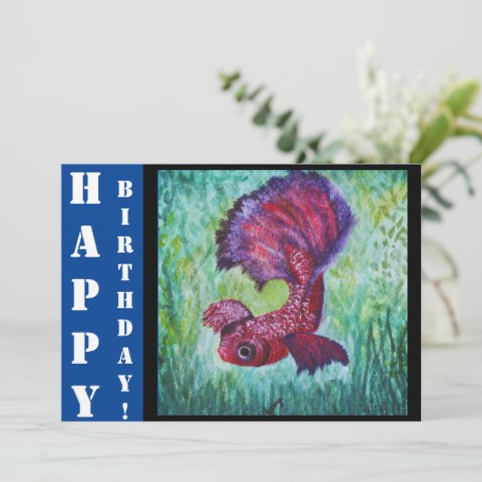 Betta fish watercolor contemporany art 招待状 (スタンド正面)