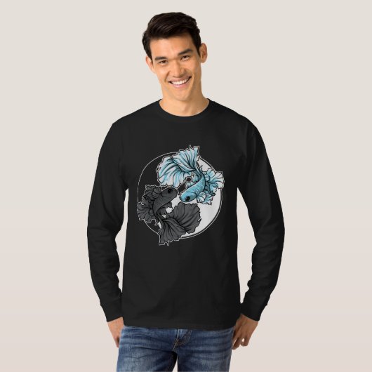 Betta Fish Yin Yang Aquarium Aquarist Fish Tank Ko Tシャツ (正面フル)