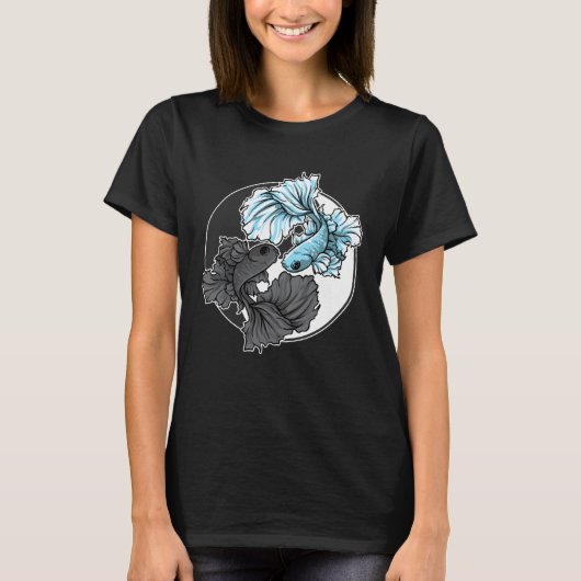 Betta Fish Yin Yang Aquarium Aquarist Fish Tank Ko Tシャツ (正面)