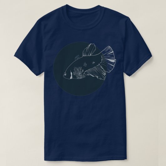 Betta splendens moon halfmoon blue tシャツ (デザイン正面)