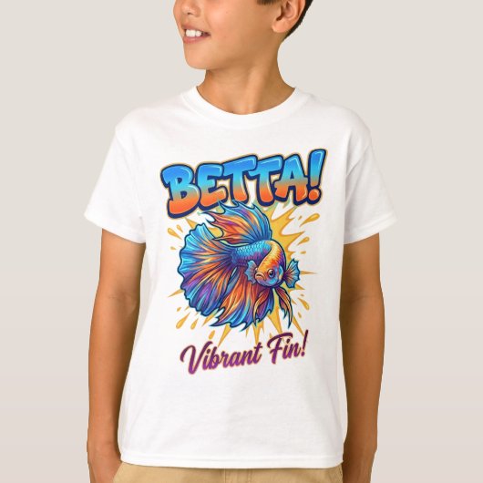 BETTA! Vibrant Fin キッズTシャツ – カラフルベタ Tシャツ (正面)