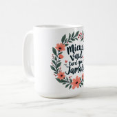 Better Late Than Never – French Floral Quote コーヒーマグカップ (正面左)