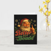 Better Not Boude Funny Cajun Christmas Santa  カード (黄色い花)