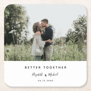 Better Togetherフォトモダンエレガントシンプルスクリプト スクエアペーパーコースター