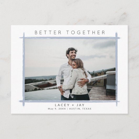 Better Together Blue  Photo Save the Dates 案内ポストカード (正面)