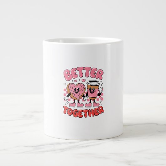 Better Together Coffee Donut Retro Groovy Style  ジャンボコーヒーマグカップ (正面)