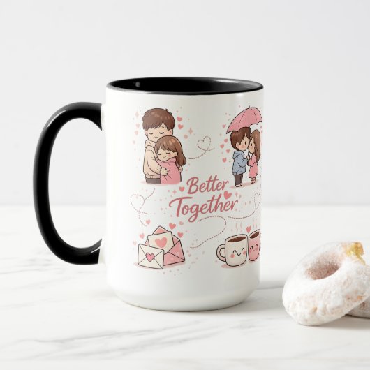 Better Together Coffee Mug – Perfect Romantic Gift マグカップ (ドーナツ付き)
