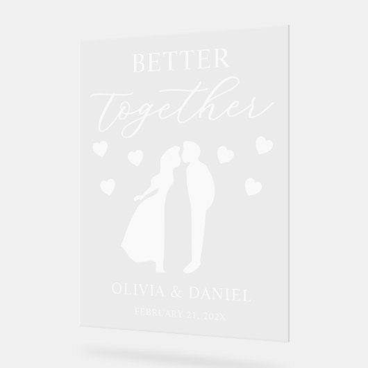 Better Together Custom Wedding Welcome アクリルサイン (傾斜)