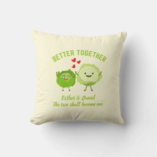 BETTER TOGETHER Cute Cabbage Valentine Couples クッション (正面)