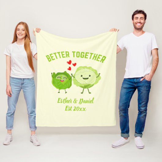 BETTER TOGETHER Cute Cabbage Valentine Couples フリースブランケット (インサイチュ)