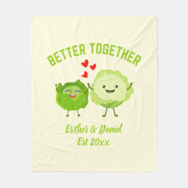 BETTER TOGETHER Cute Cabbage Valentine Couples フリースブランケット