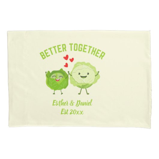 BETTER TOGETHER Cute Cabbage Valentine Couples 枕カバー (正面)
