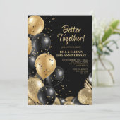 Better Together Gold Black 50th Wedding 招待状 (スタンド正面)