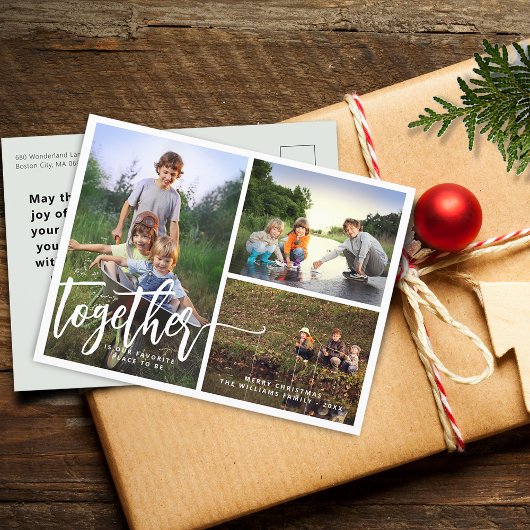 Better Together Handレタリング写真コラージュ シーズンポストカード