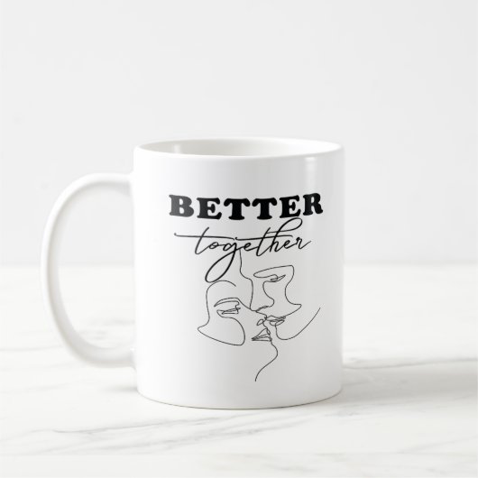 Better Together Kissing Romantic Design  コーヒーマグカップ (左)
