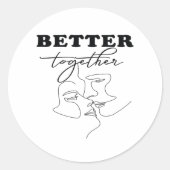 Better Together Kissing Romantic Design ラウンドシール (正面)