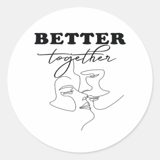 Better Together Kissing Romantic Design  ラウンドシール (正面)