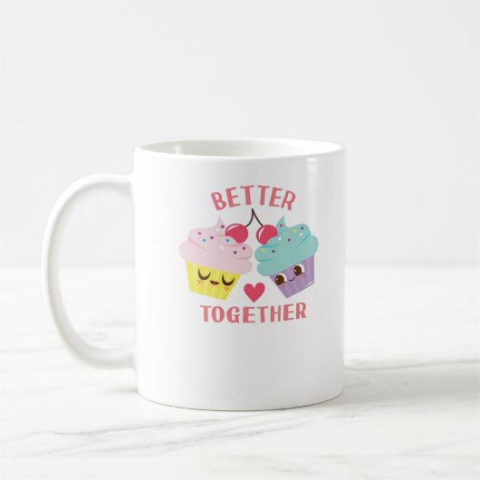 Better Together Love Heartfelt Design  コーヒーマグカップ (左)