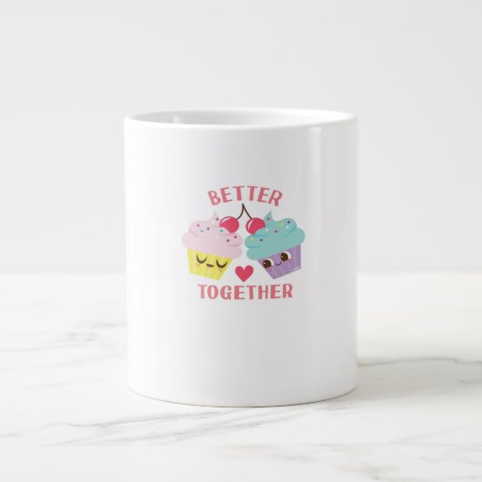 Better Together Love Heartfelt Design  ジャンボコーヒーマグカップ (正面)