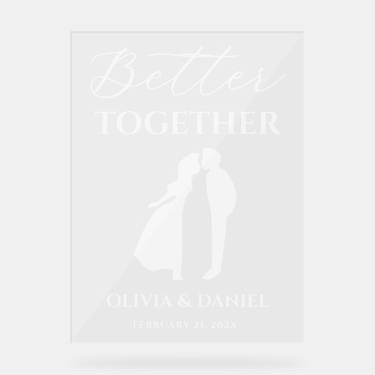 Better Together Minimal Script Wedding Welcome アクリルサイン (正面)