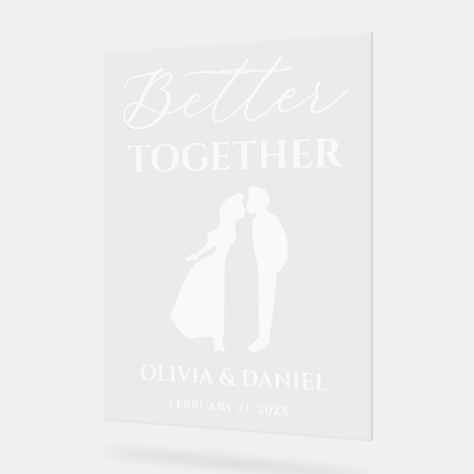 Better Together Minimal Script Wedding Welcome アクリルサイン (傾斜)