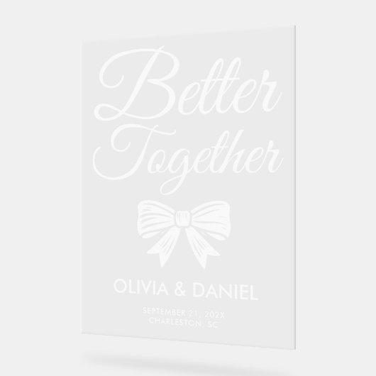 Better Together Modern Wedding Welcome アクリルサイン (傾斜)