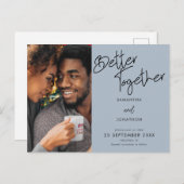 Better Together Photo Script Blue日付の保存 案内ポストカード (正面/裏面)