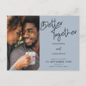 Better Together Photo Script Blue日付の保存 案内ポストカード (正面)