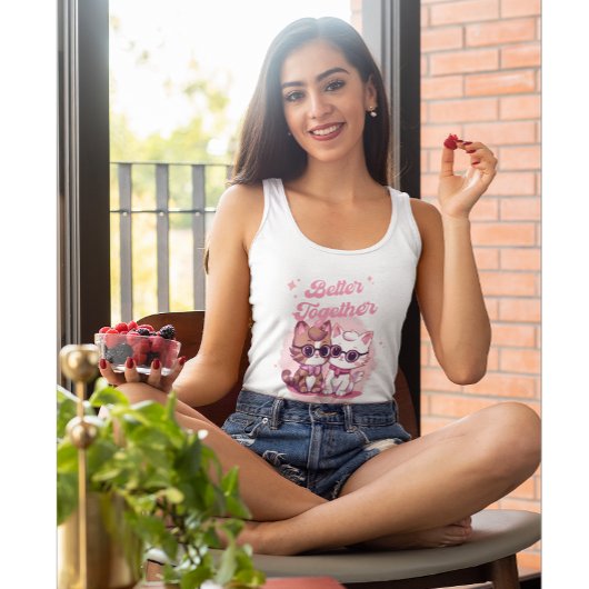 Better Together Shirt, Valentine's Day Cat タンクトップ