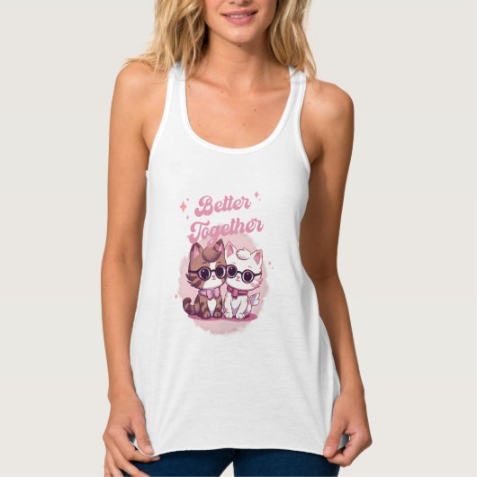 Better Together Shirt, Valentine's Day Cat タンクトップ (正面)