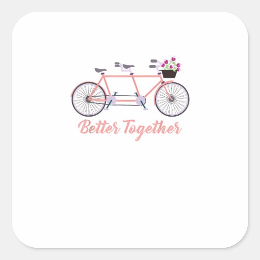 Better Together Tandem Bicycle Together Modern Des スクエアシール (正面)