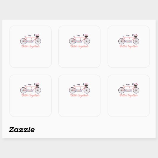 Better Together Tandem Bicycle Together Modern Des スクエアシール (シート)