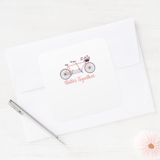 Better Together Tandem Bicycle Together Modern Des スクエアシール (封筒)
