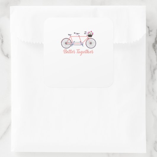Better Together Tandem Bicycle Together Modern Des スクエアシール (バッグ)