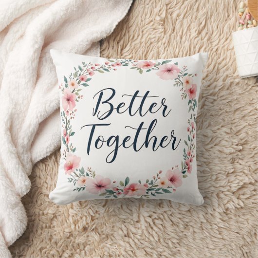 Better Together Watercolor Floral Wreath Elegant T クッション (ブランケット)