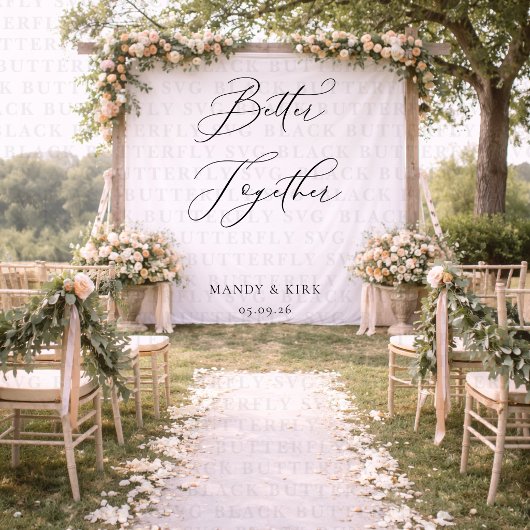 Better Together Wedding Backdrop Banner Minimalist タペストリー