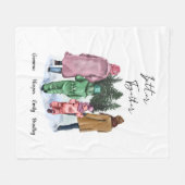 Better Together Winter Family of 4 and Names フリースブランケット (正面(横))